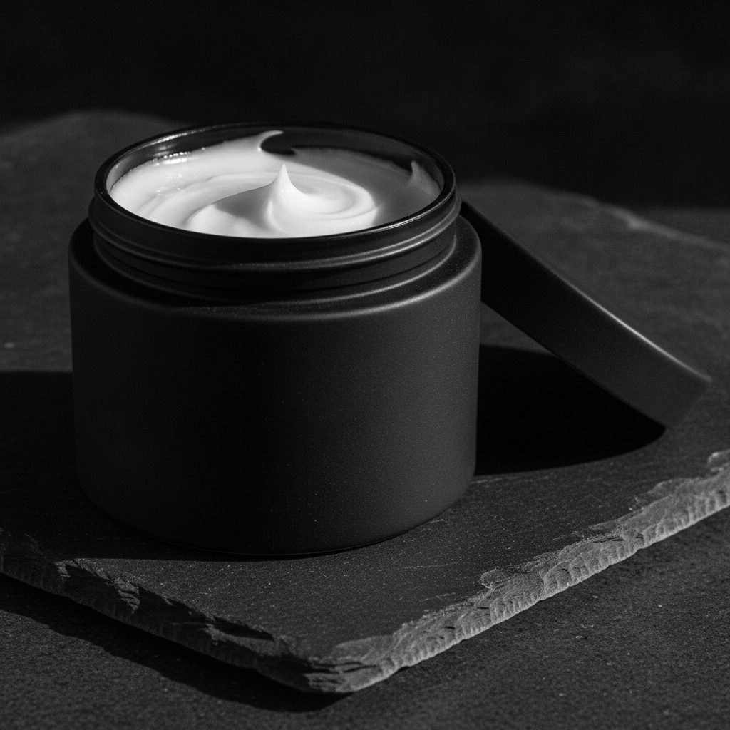 Open jar of grooming wax